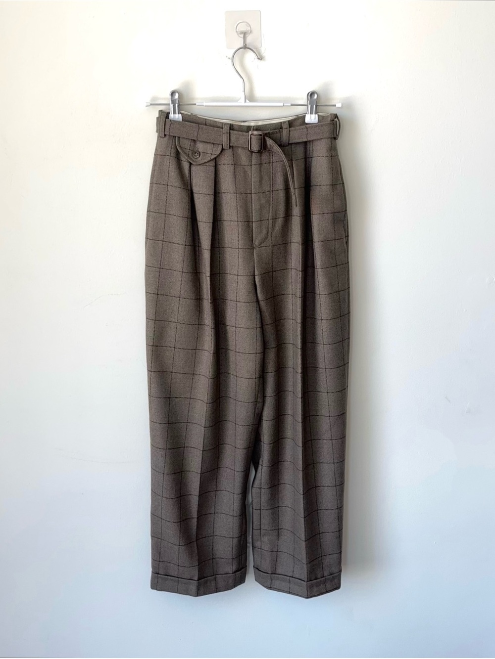 Vintage Ralph Lauren 100% Wool High Waisted Belted Pants Size 6 Plaid MiUSA 80s - Picture 7 of 16